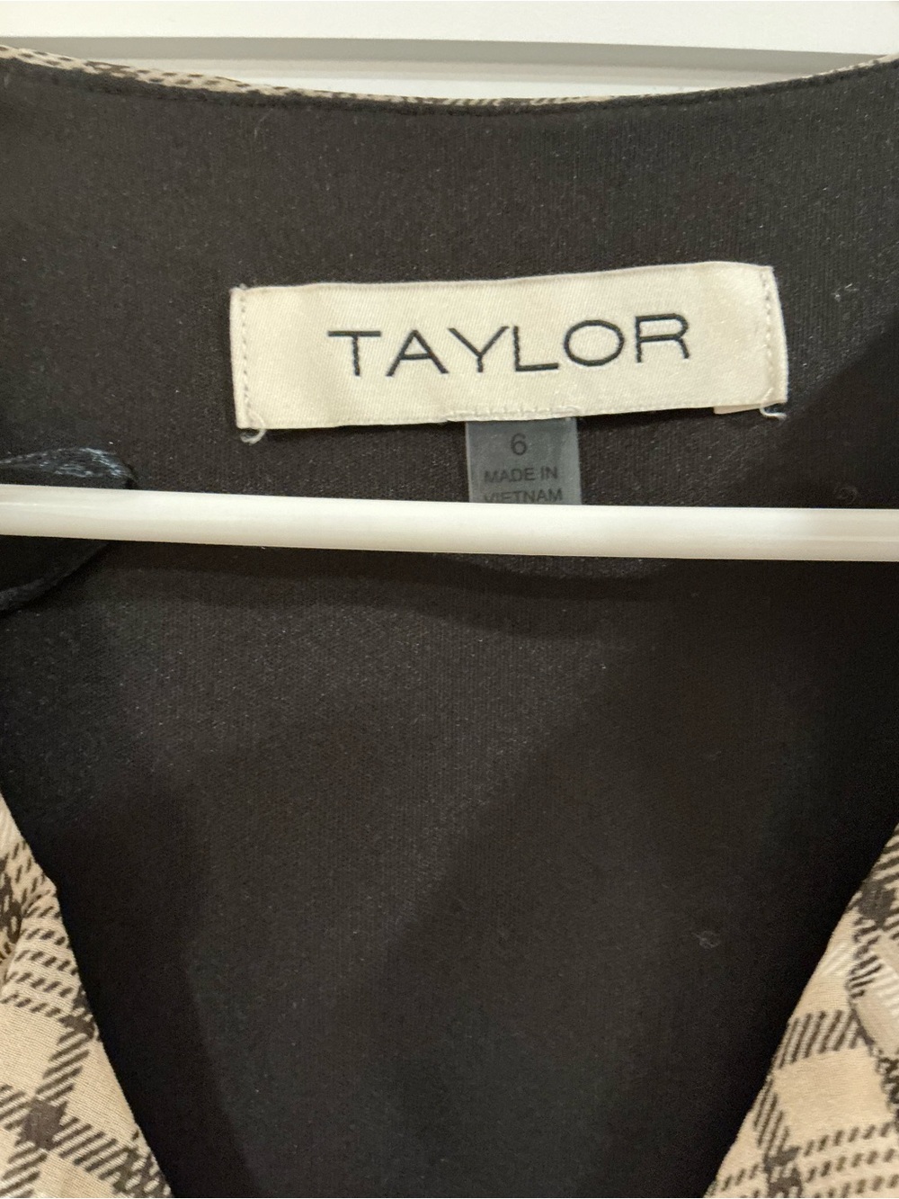 Taylor Olive Plaid Long Sleeve Ruffle Midi Dress with Taupe Accents - Picture 4 of 5